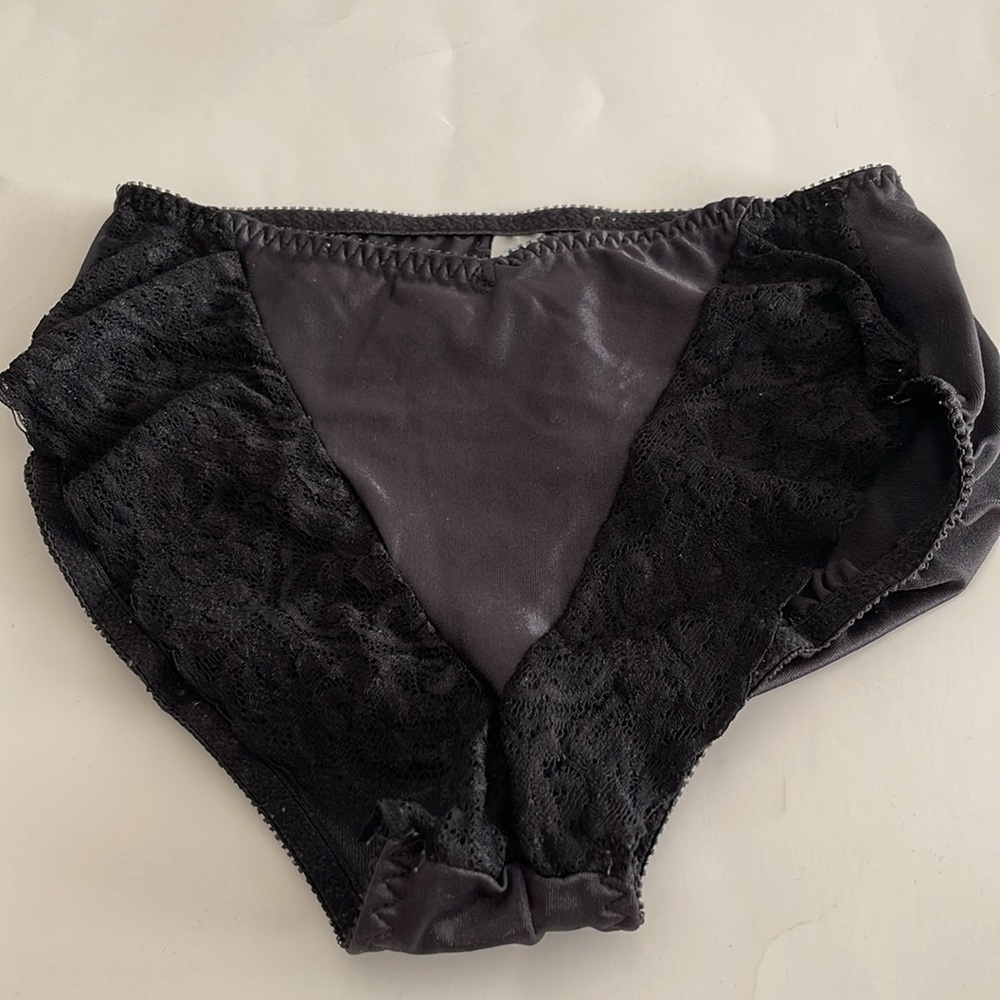 Vintage Lily of France Dolores 3142 Black Nylon Tricot Lace Panty Lingerie Y2K